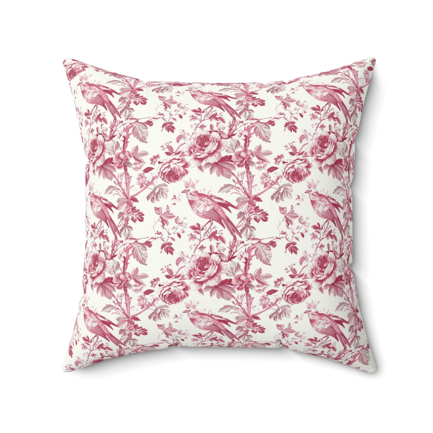 Pink Toile Pillow, Square Throw Cushion, Home Decor Accent, Decorative Pillow Cover