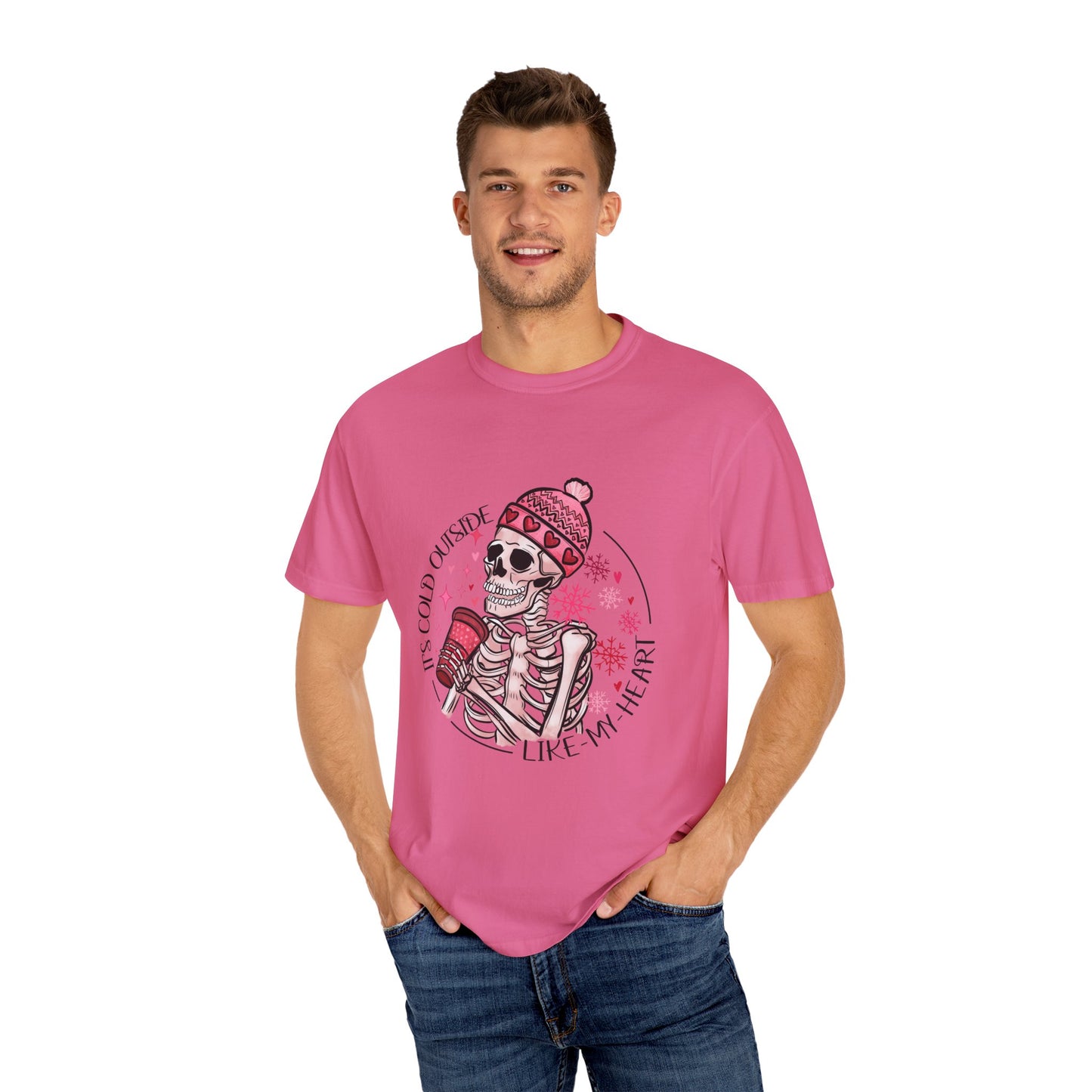 Valentine Skeleton Cold Like My Heart Graphic Tee Shirt Goth Valentine Shirt