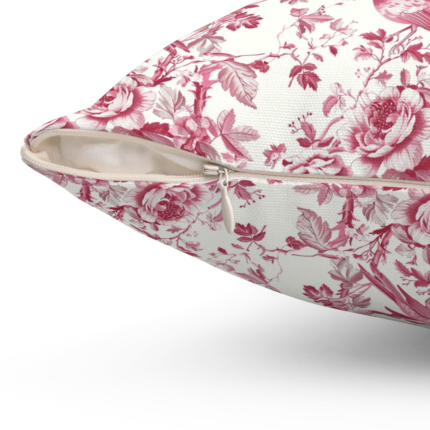 Pink Toile Pillow, Square Throw Cushion, Home Decor Accent, Decorative Pillow Cover
