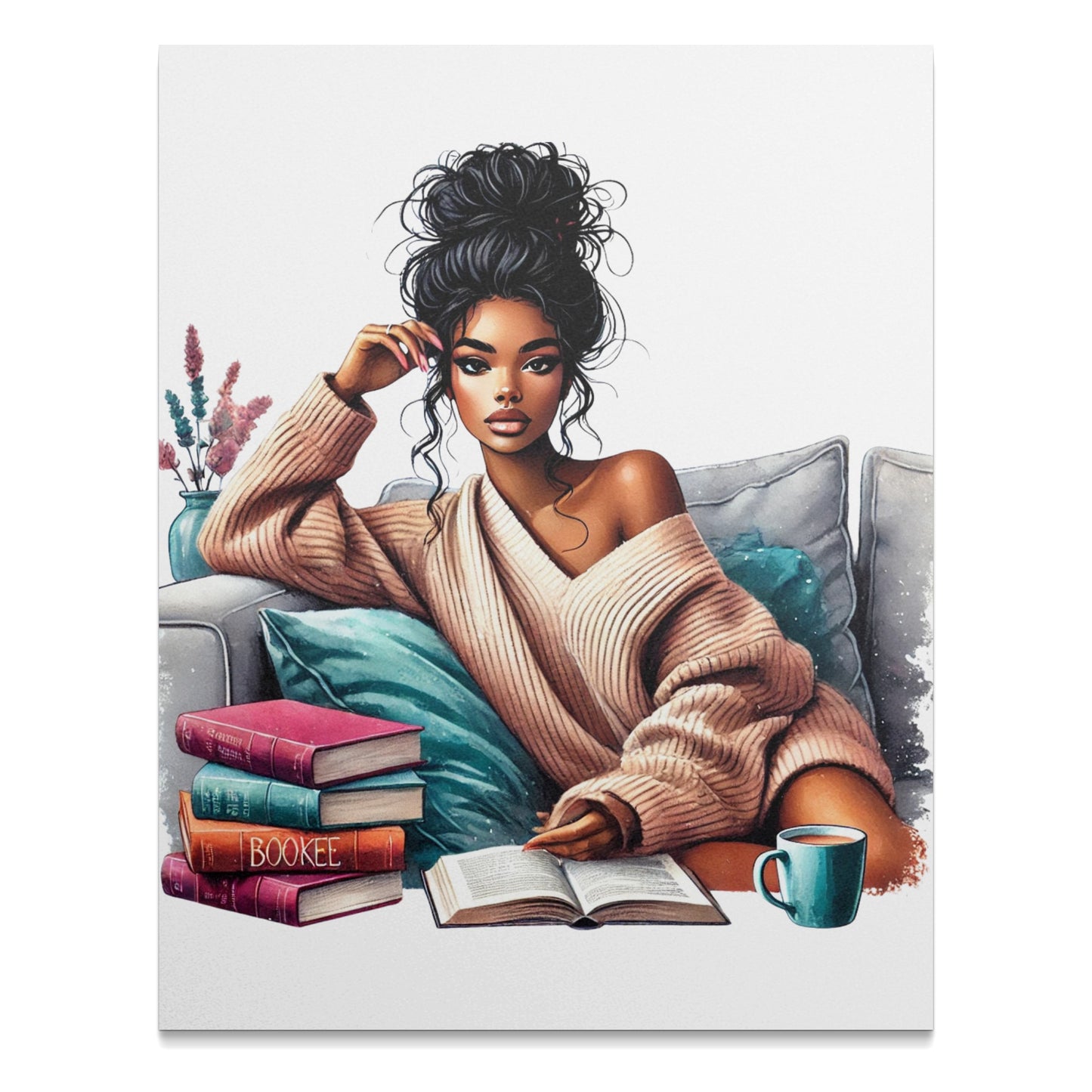 Cozy Reading Vibes with Relaxed Woman Poster product