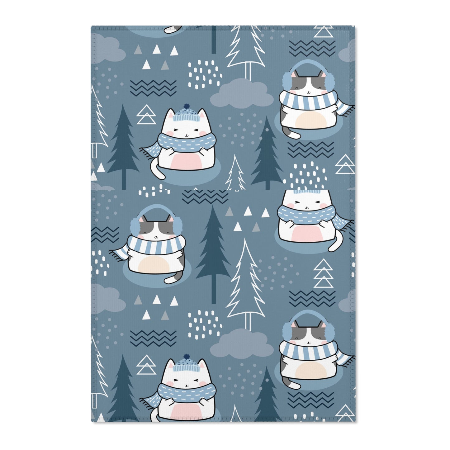 Kawaii Area Rug, Kawaii Room Decor, Blue Minimalist Rug, Cute Unique Accent Rug
