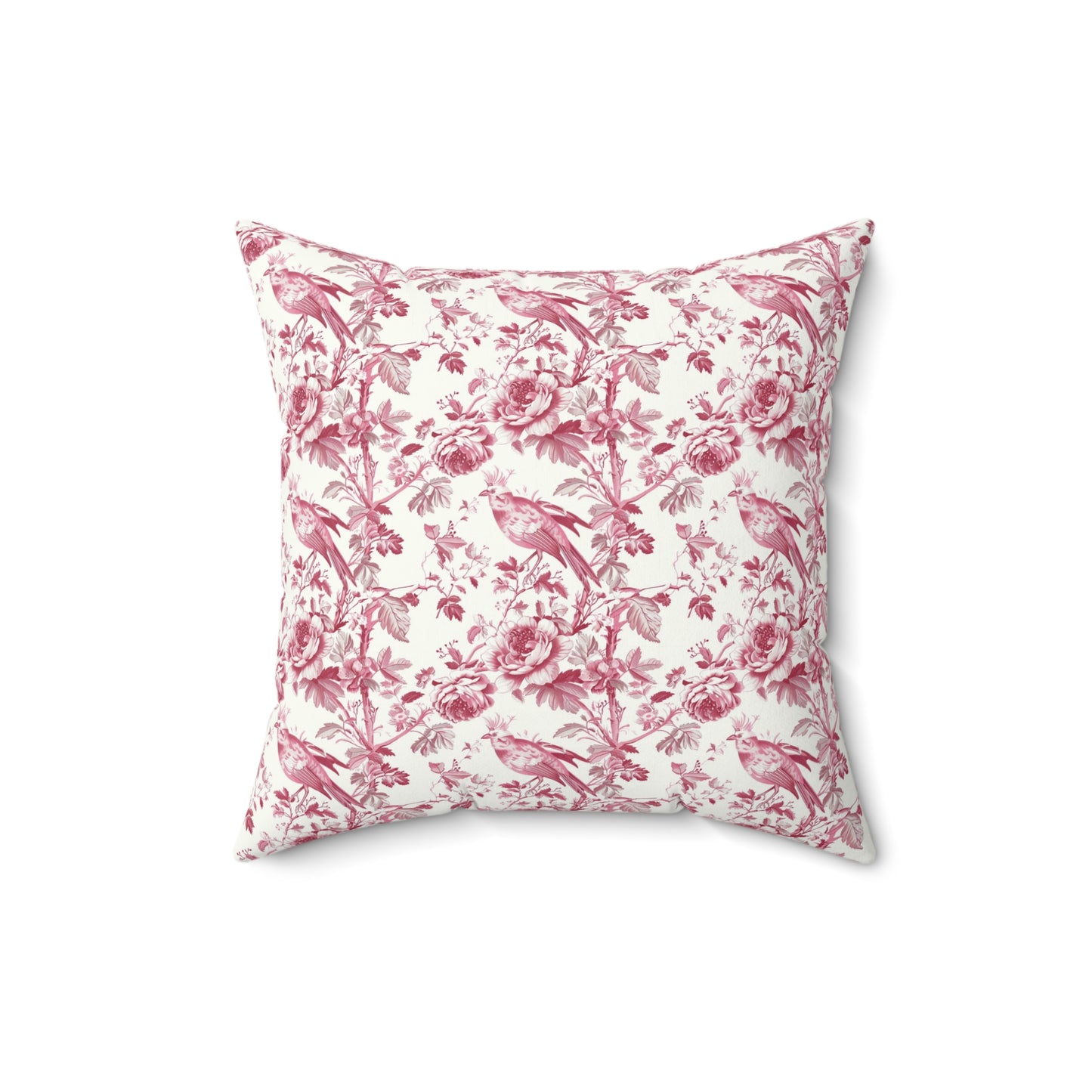 Pink Toile Pillow, Square Throw Cushion, Home Decor Accent, Decorative Pillow Cover