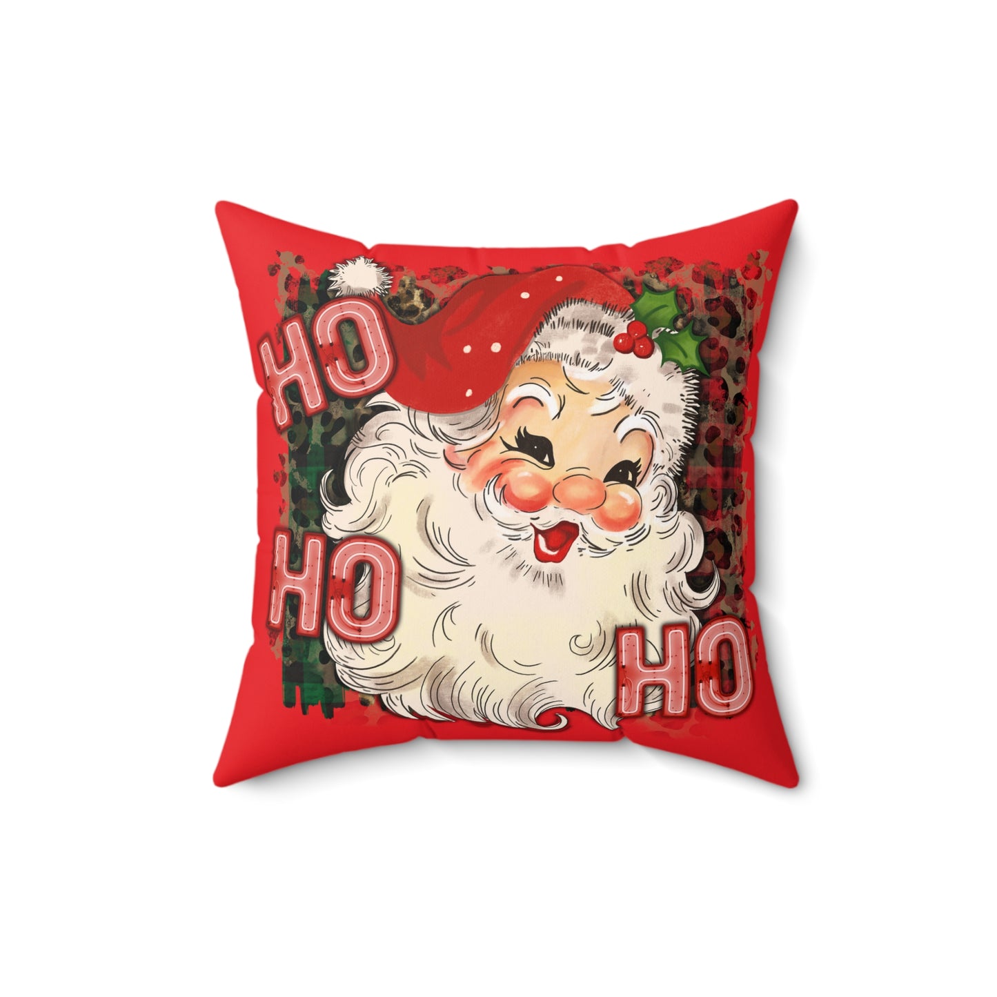 Retro Santa Pillow, Santa Pillow Cover, Cute Christmas Throw Pillow Cover, 18x18 Holiday Square Pillow