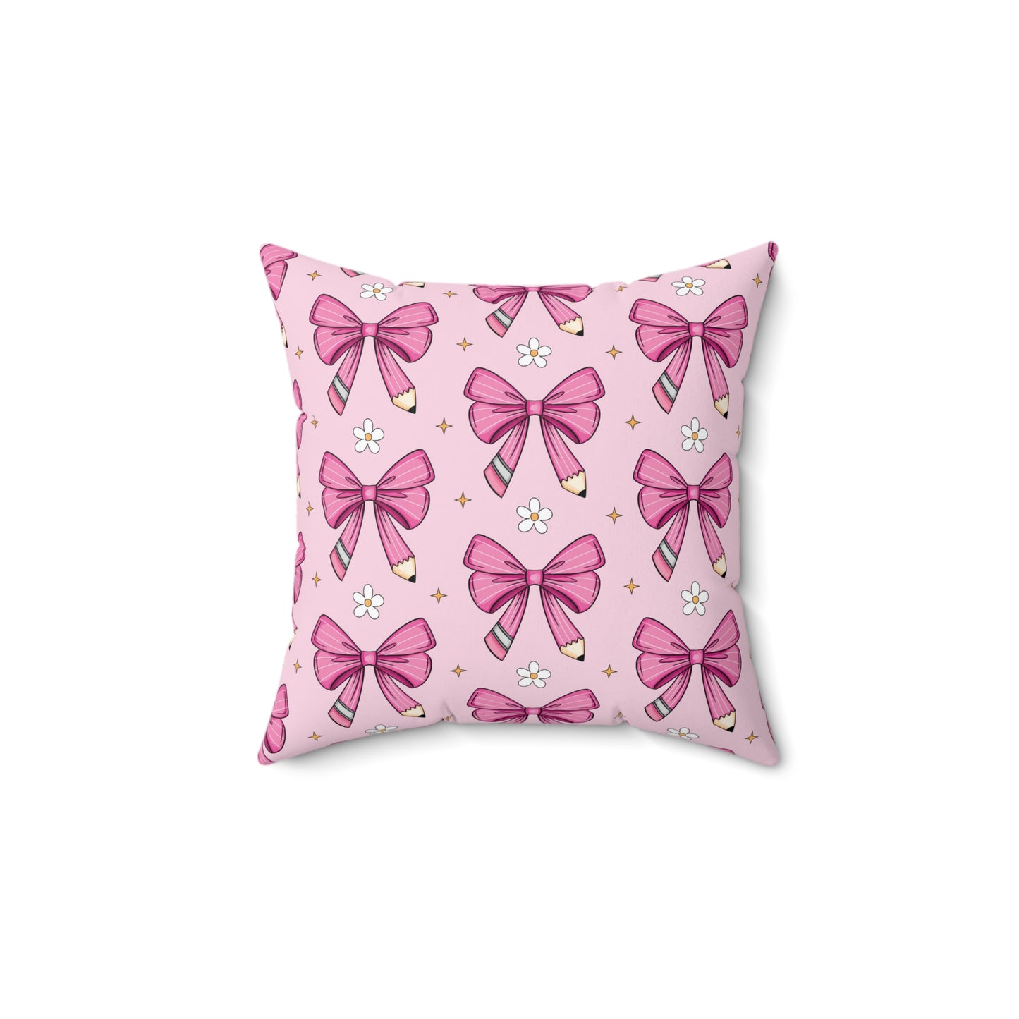 Pink Pencil Coquette Bow Pillow, Throw Pillow Cover Preppy Room Decor Pink Throw Pillow