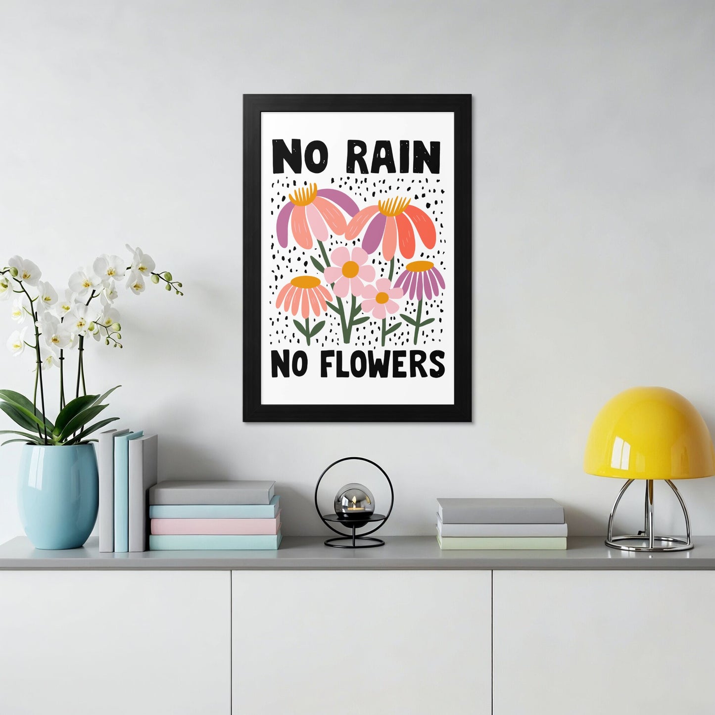 No Rain No Flowers Motivational Wall Art product type