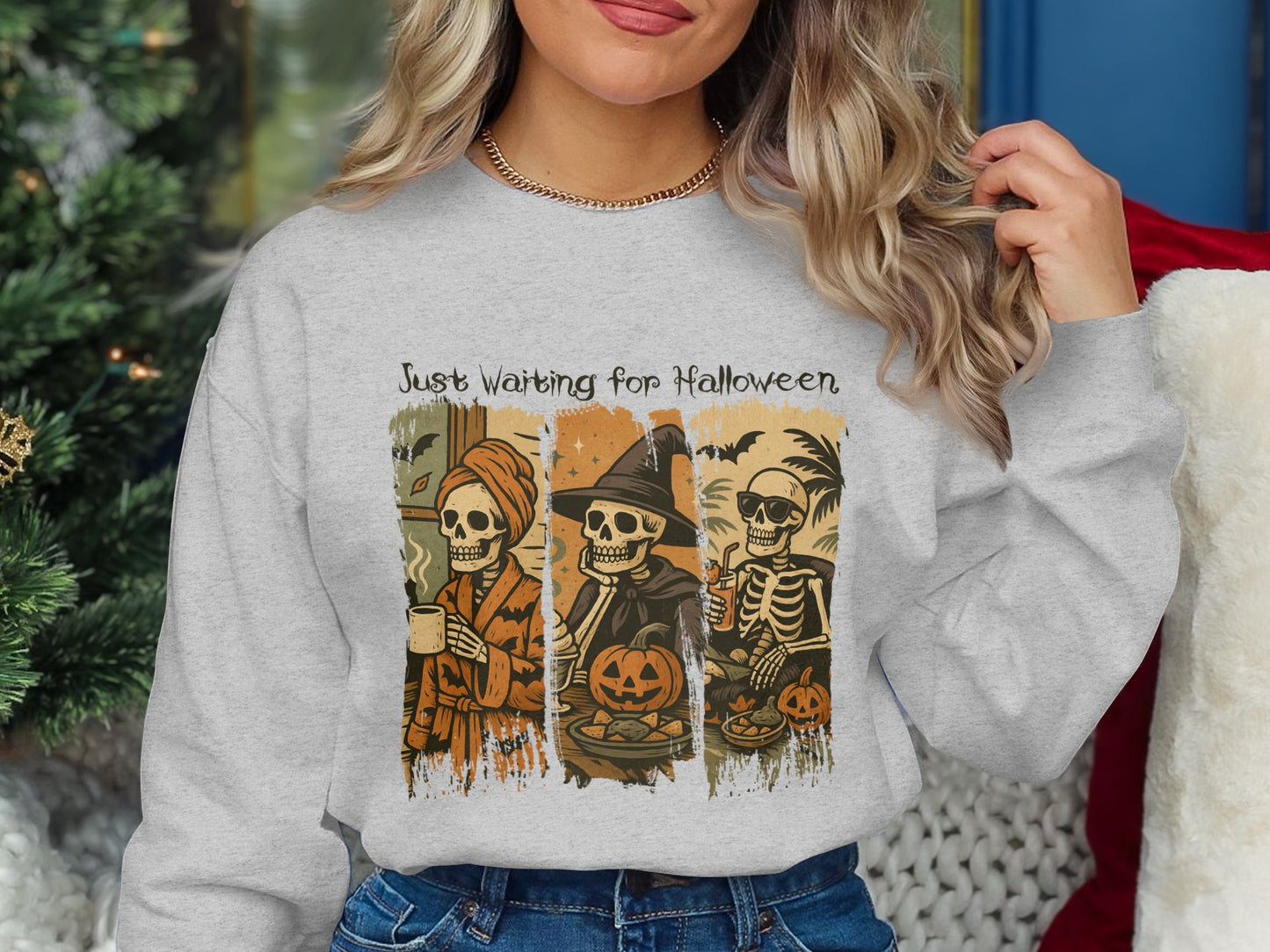 Just Waiting for Halloween Skeletons Sweatshirt product