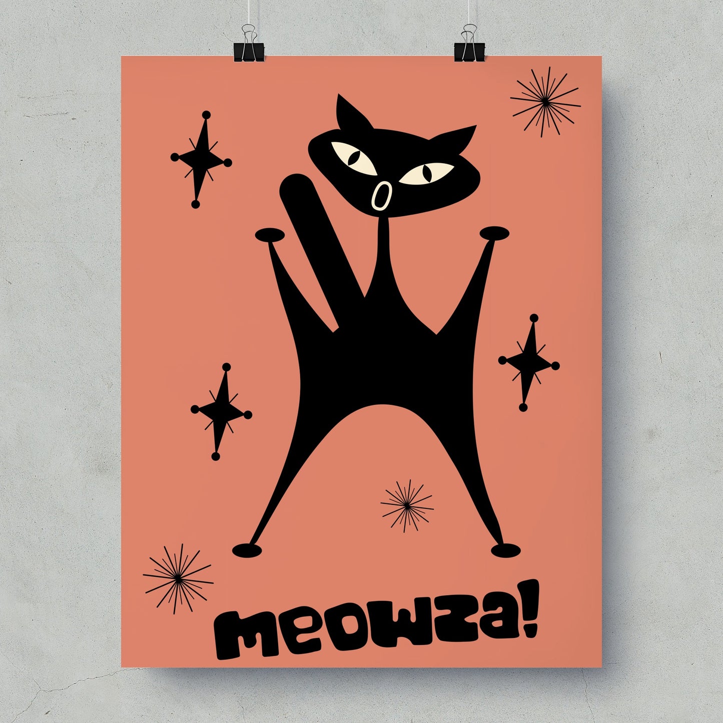Exciting Black Cat Meowza Poster Decorative Art Product