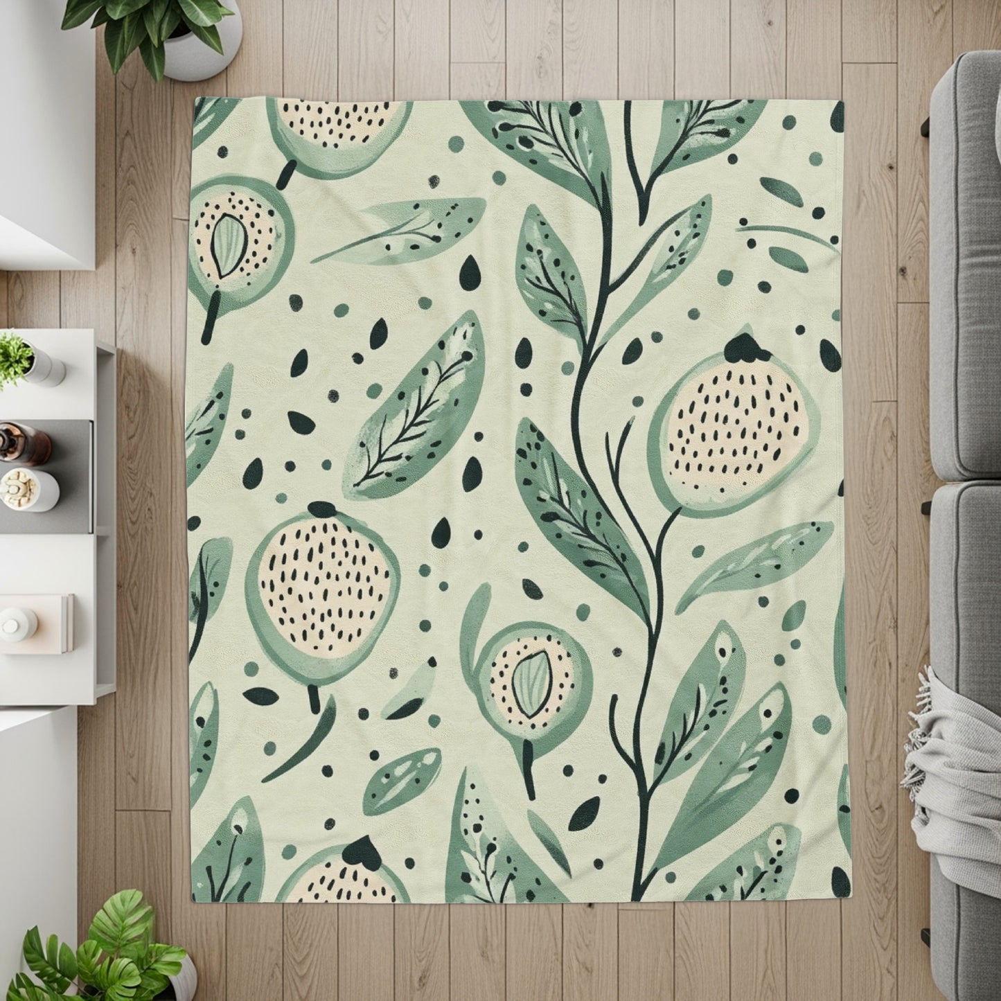 Elegant Green Artistic Floral Pattern on Carpet product