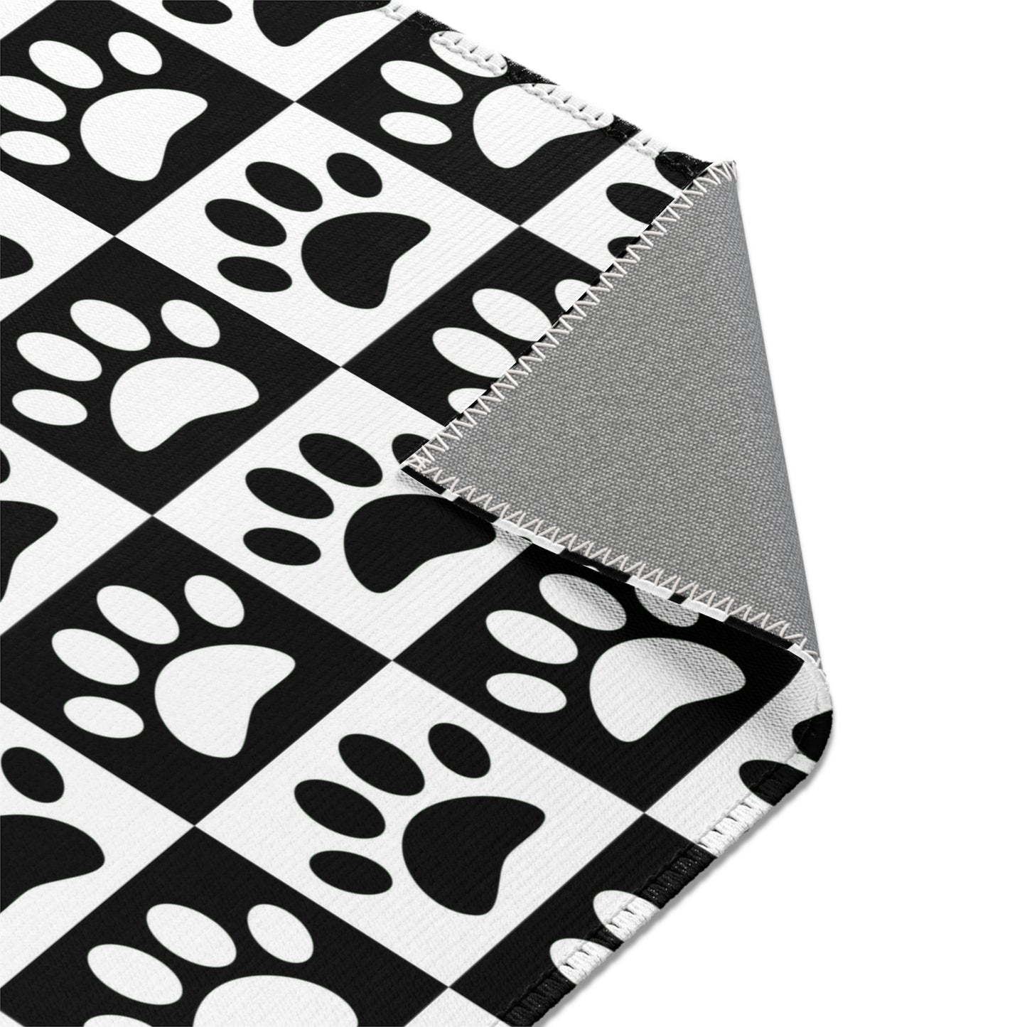 Paw Print Area Rug, Cute Pet Rug, Cool Throw Rug, Home Decor Rug, Black and White