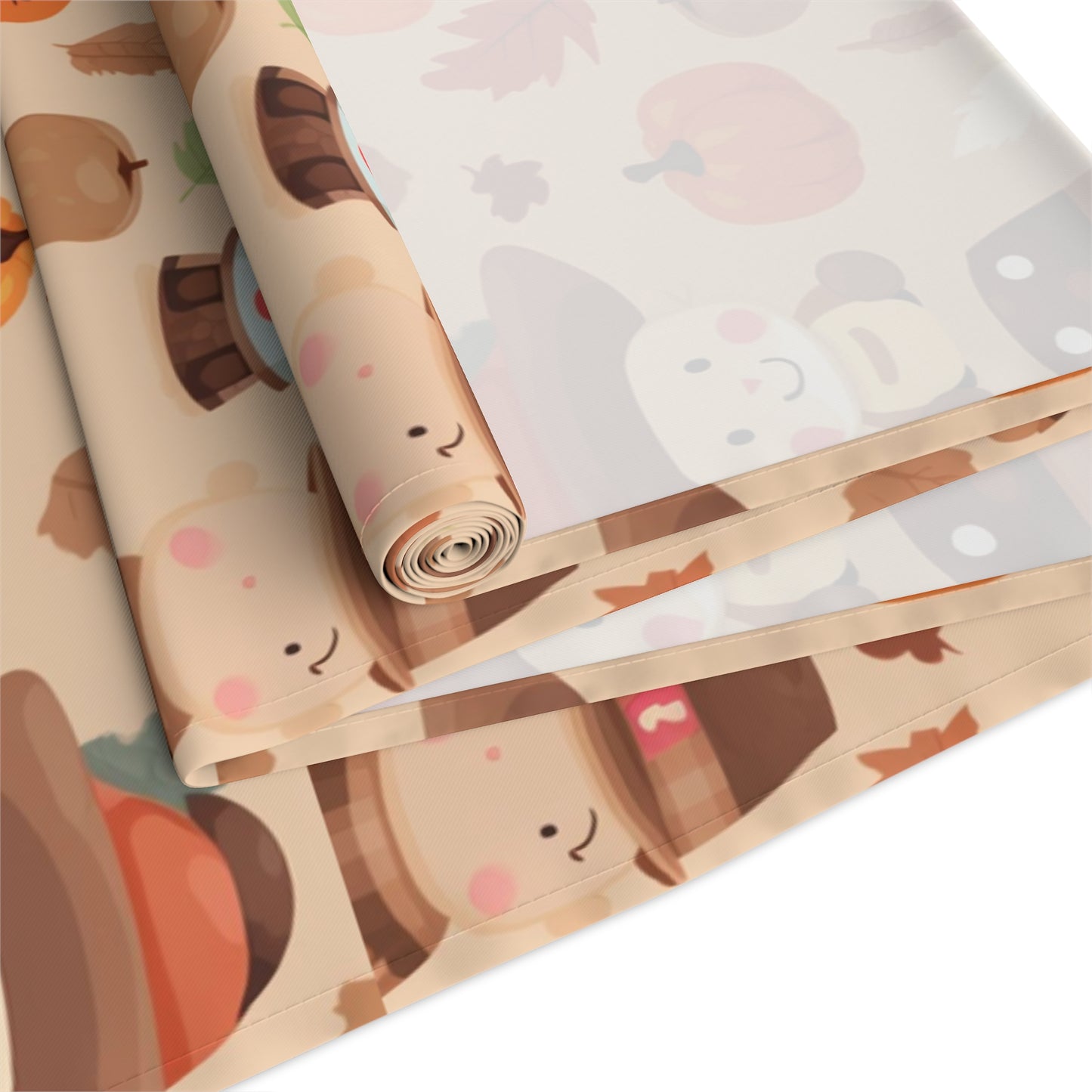 Kawaii Table Runner, Cute Thanksgiving Table Decoration, Holiday Table Cloth,