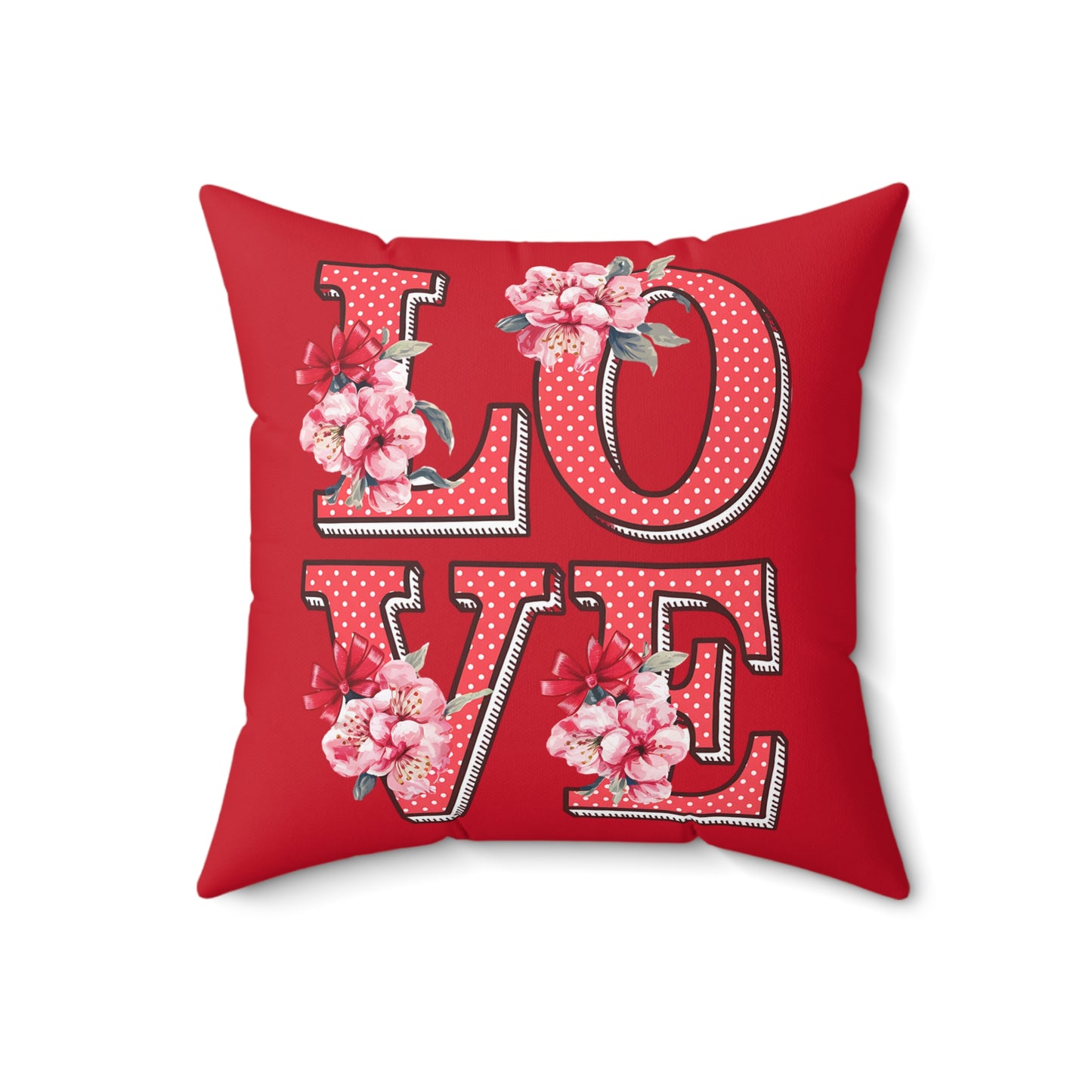 Love Throw Pillow Floral Red Valentine Throw Pillow Cover Decorative Couch Pillows