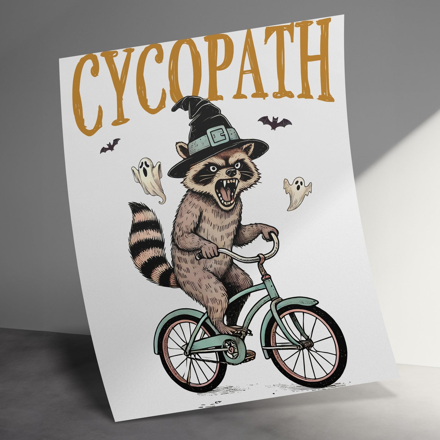 Cyclist Raccoon Halloween Poster product