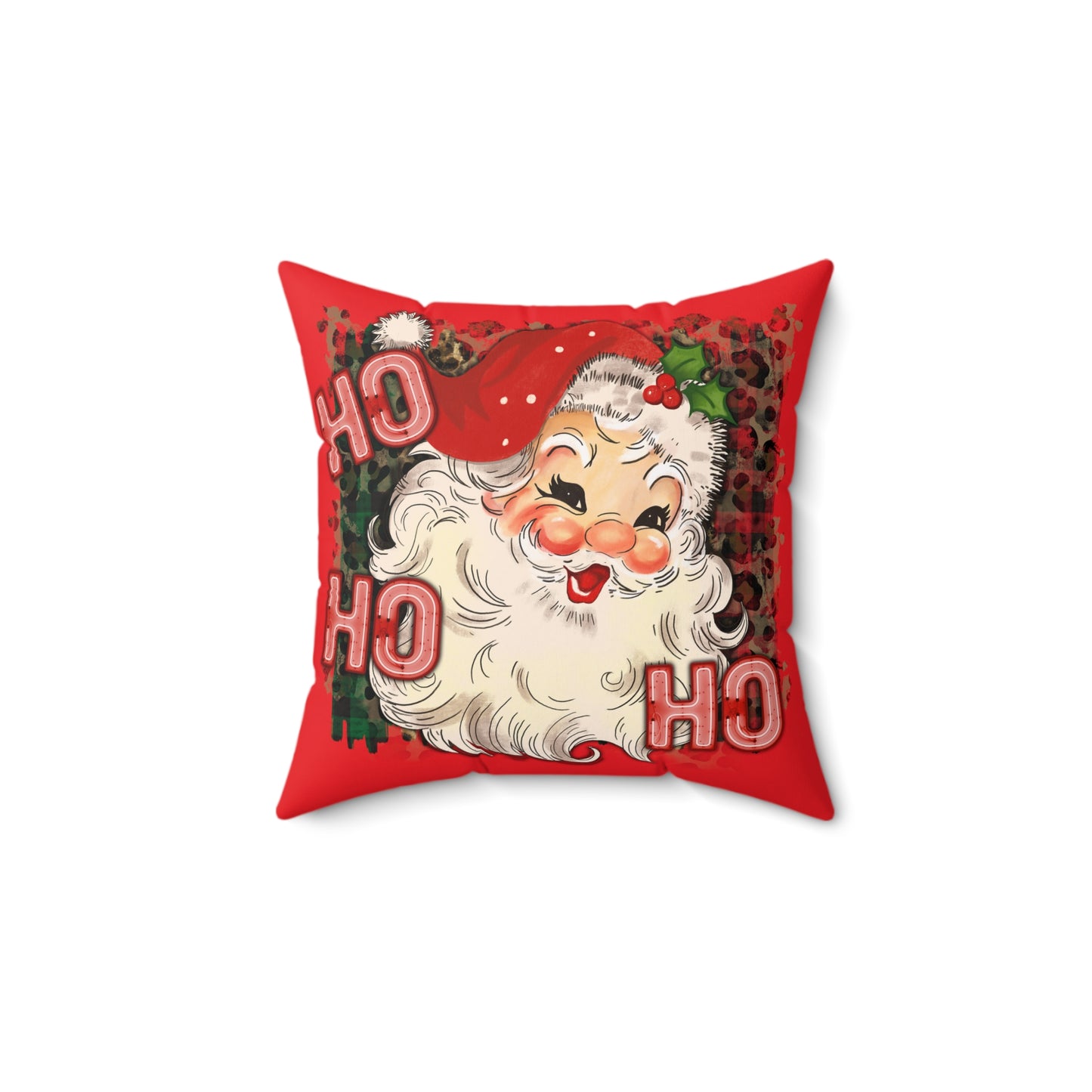Retro Santa Pillow, Santa Pillow Cover, Cute Christmas Throw Pillow Cover, 18x18 Holiday Square Pillow