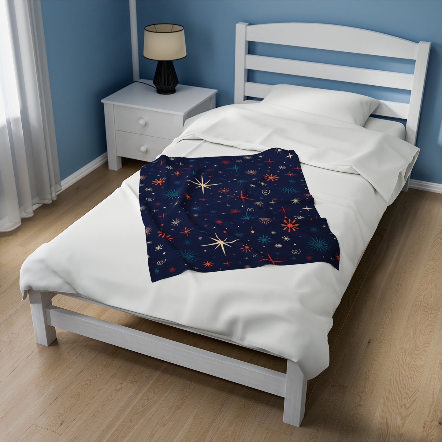Velveteen Blanket - Retro Christmas Plush Bedroom Decor-Blue Bedding