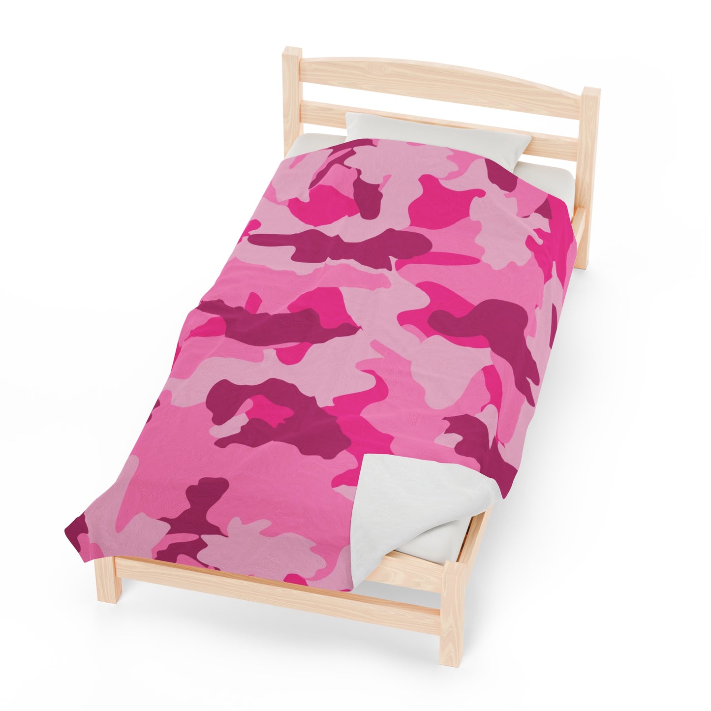 Pink Camouflage Velveteen Plush Blanket, Cozy Warm Throw Blanket