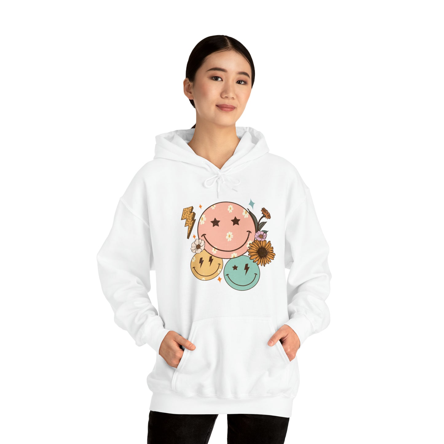Cool Retro Happy Face Hoodie Sweatshirt Streetwear Unisex Hooded Sweatshirt
