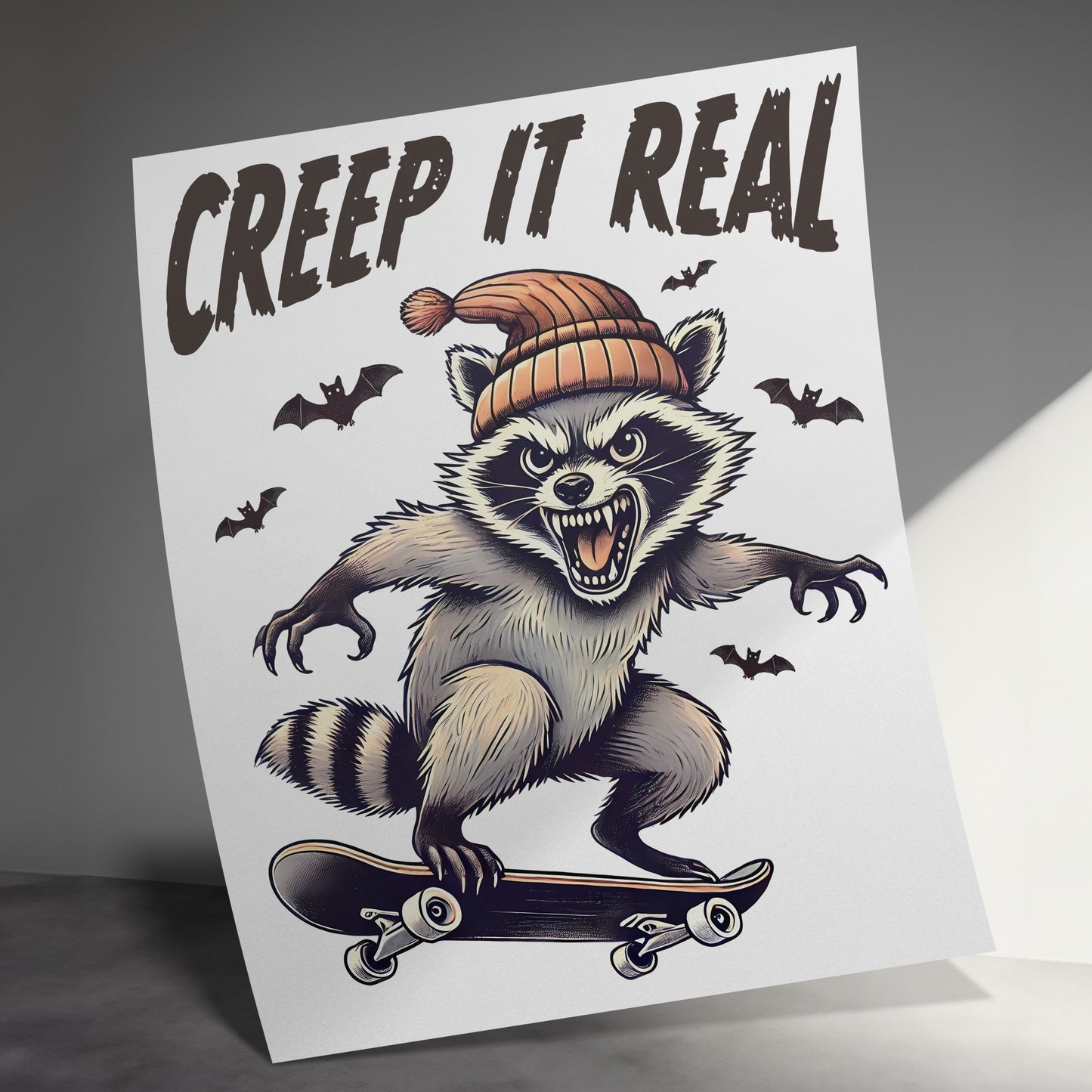 Creep It Real Raccoon Skateboarding Poster product