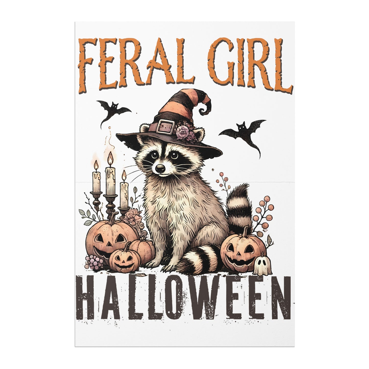 Feral Girl Halloween Raccoon Witch Poster product