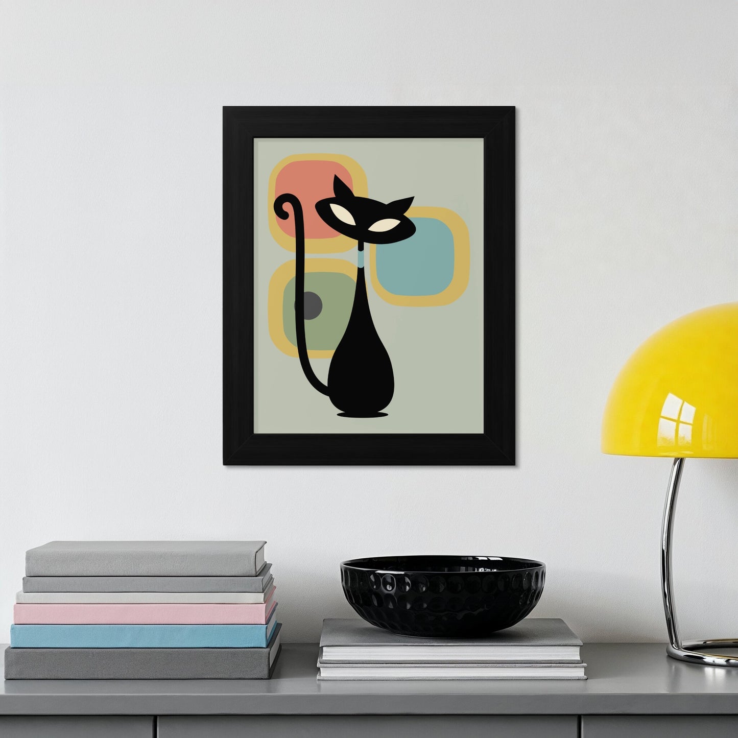 Abstract Retro Cat Art Wall Decor Framed Print product type