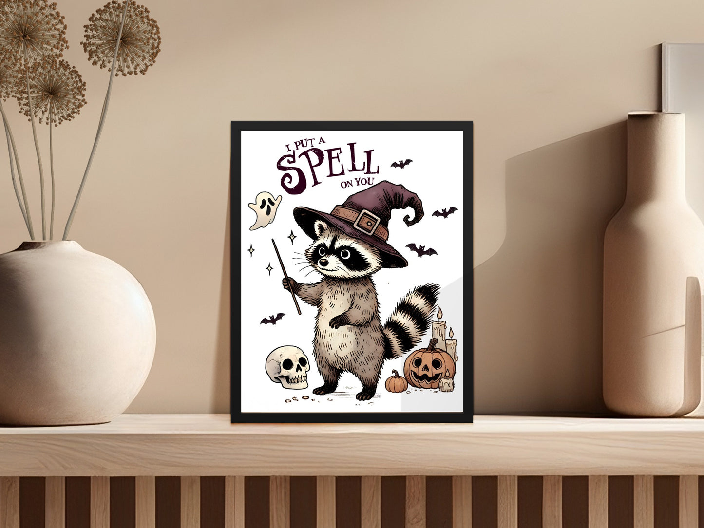 Cute Witch Raccoon Halloween Spell Poster Product