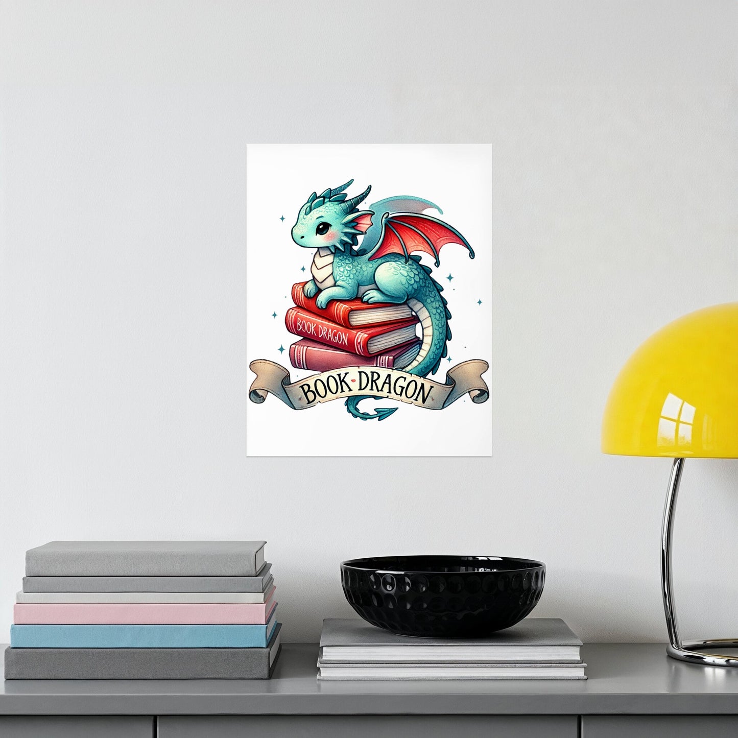 Fantasy Dragon on Books Book-Dragon Poster product type