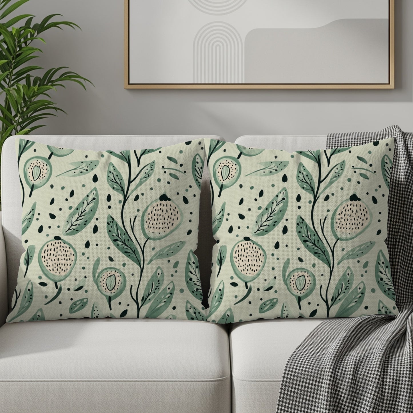Artistic Green Botanical Decorative Throw Pillow product