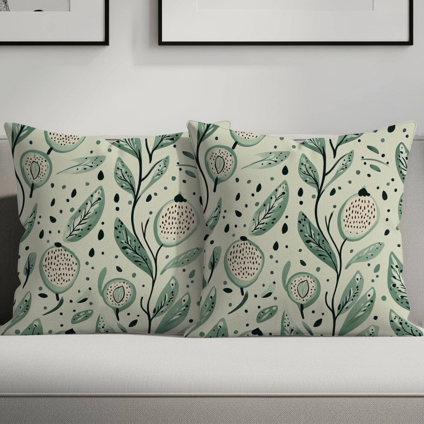 Elegant Green Leaf Patterned Decorative Pillow product