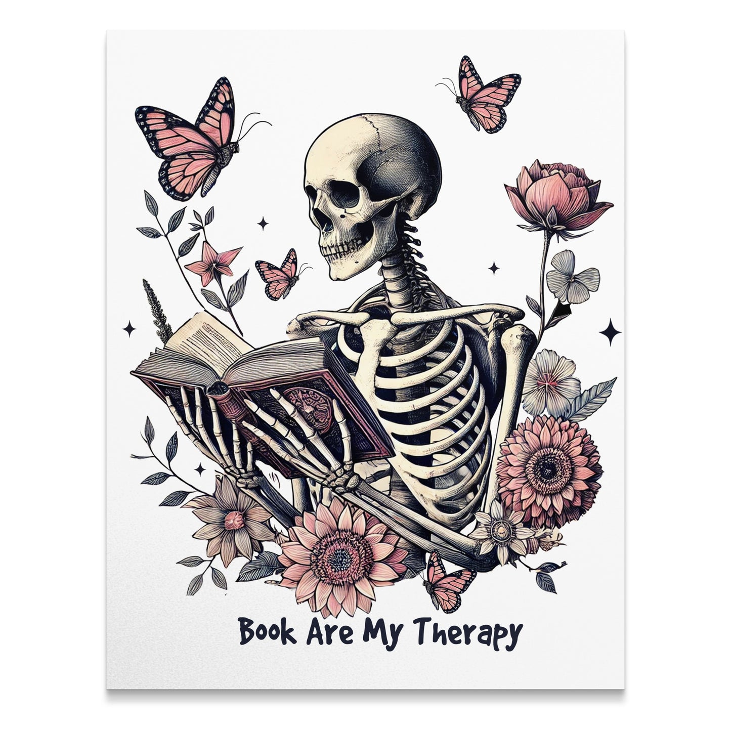 Skeleton Reading Among Butterflies Wall Art product