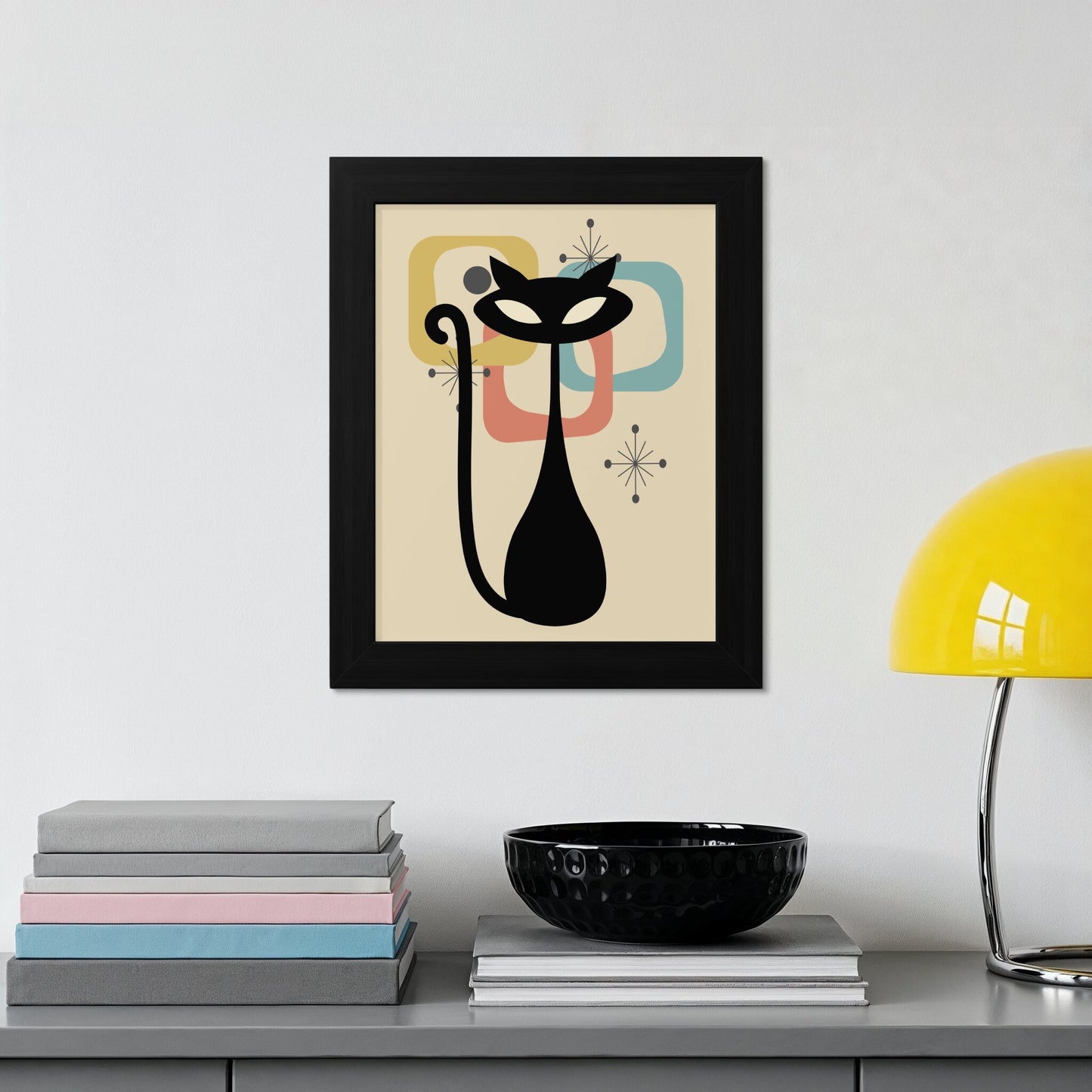 Colorful Retro Cat Silhouette Image Art Print product