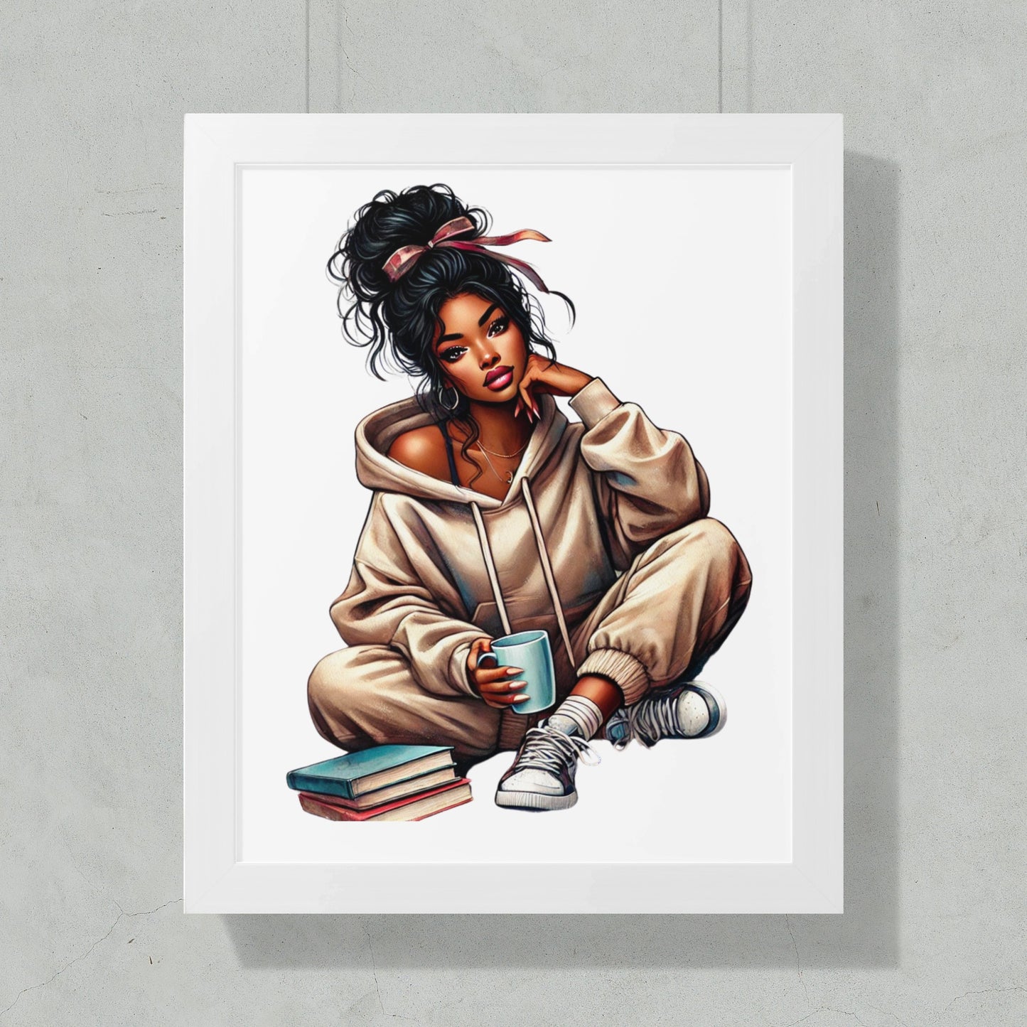Stylish Cozy Reading Moment Framed Art Print product