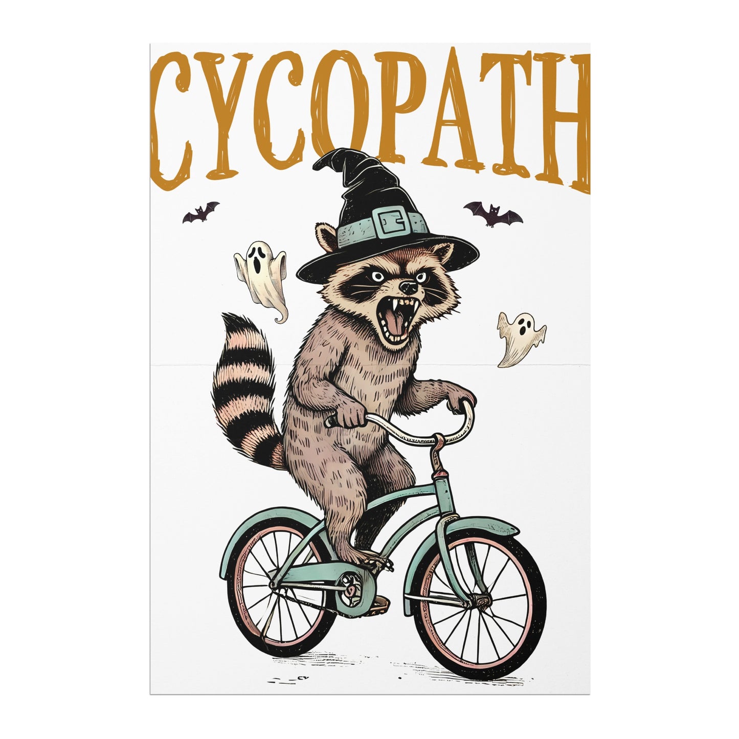 Hilarious Racoon on Bike Halloween Themed Poster product