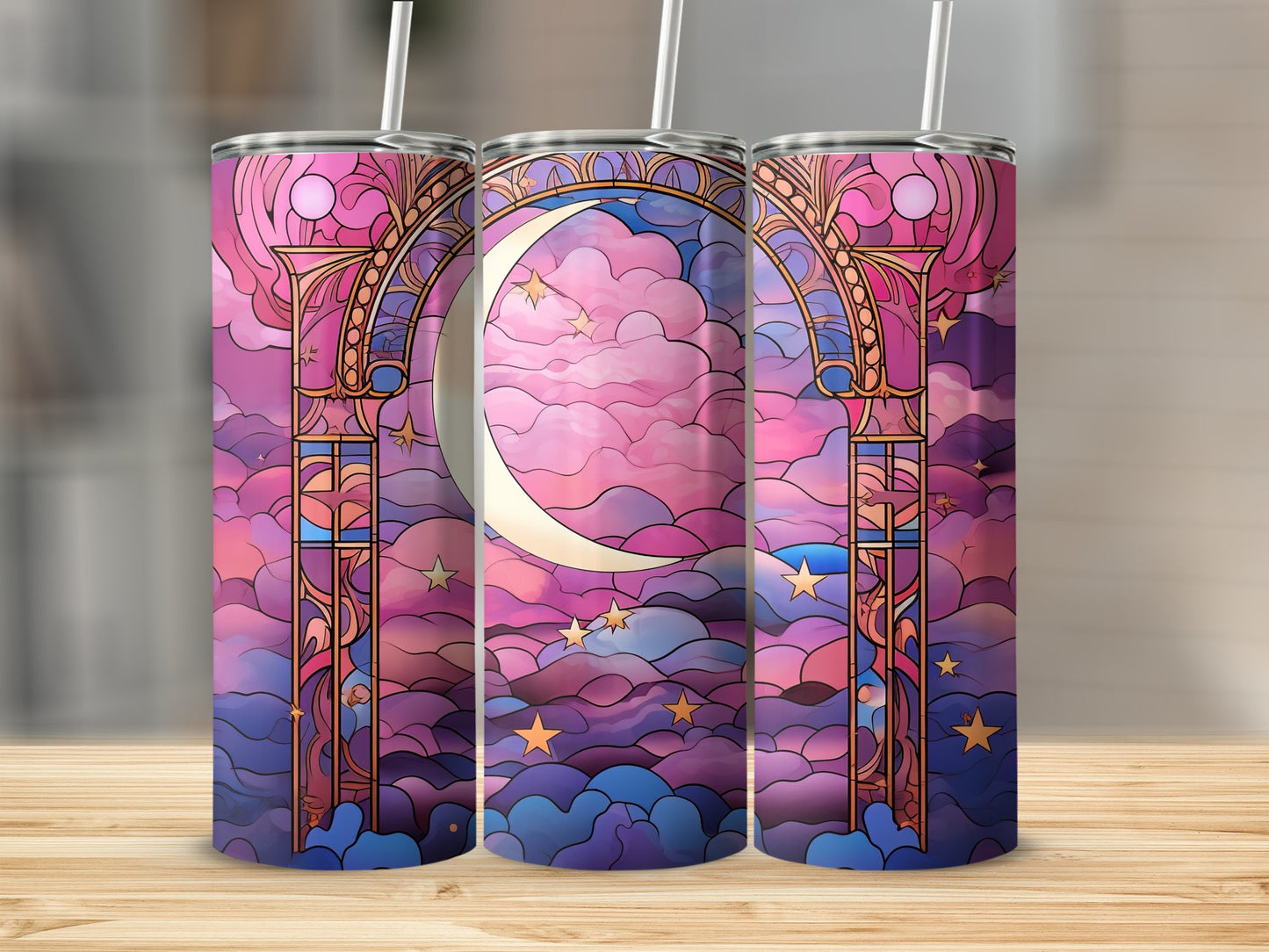 Moon and Stars Design Tumbler Cup Drinkware product type