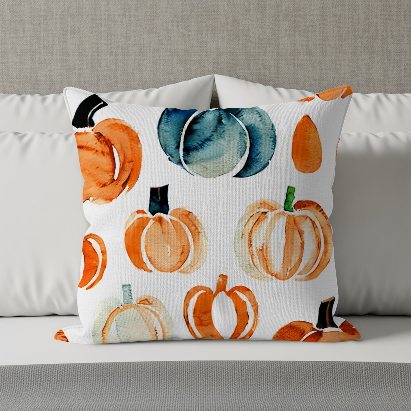 Festive Pumpkin Watercolor Print Throw Pillow product type
