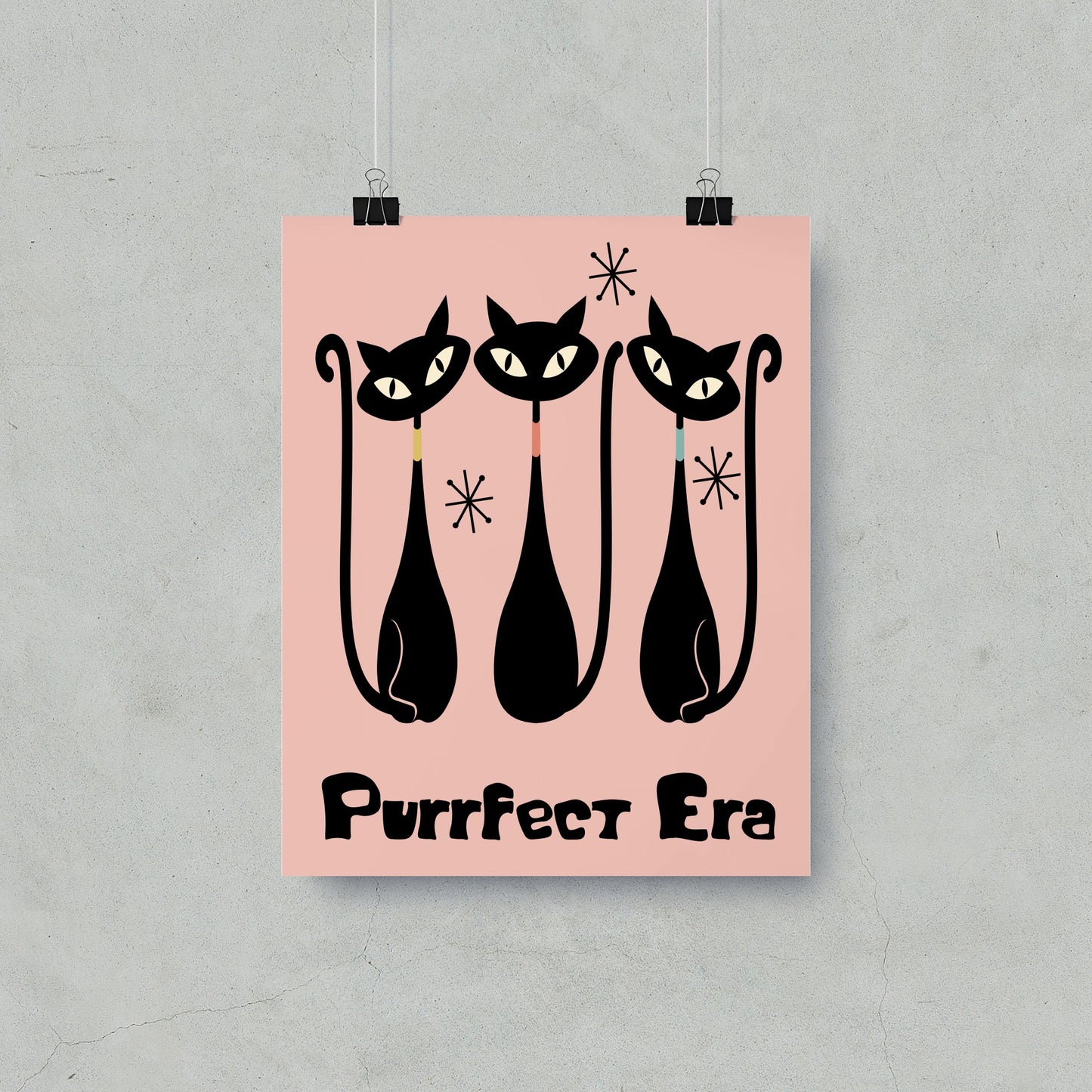 Purrfect Era Retro Style Three Cats Art Print product type
