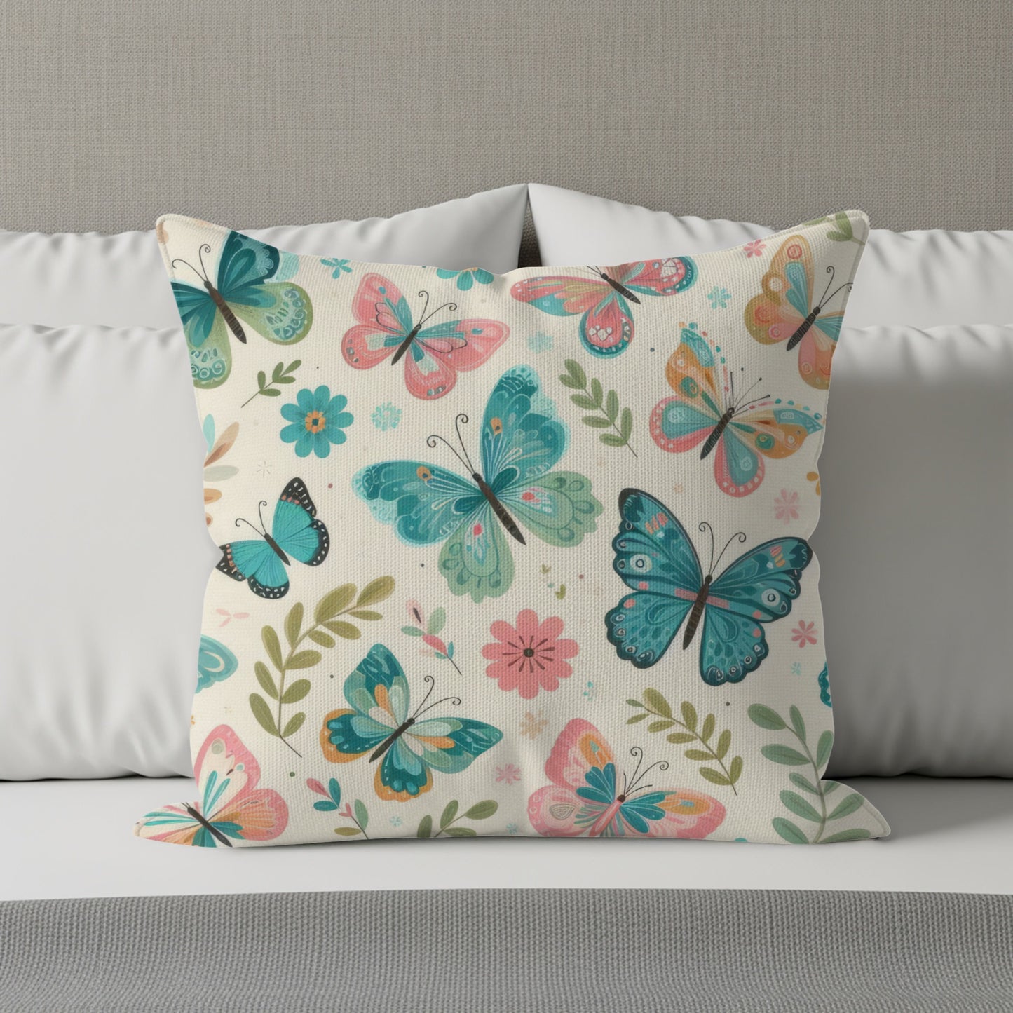 Butterfly and Floral Pattern Throw Pillow product type