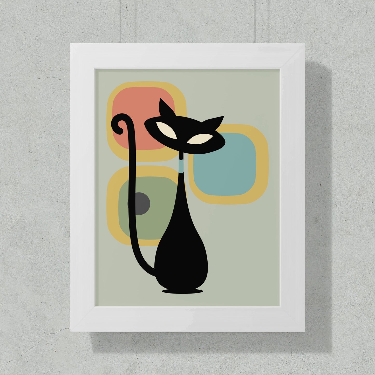 Retro Abstract Cat Art Print Wall Decor poster product