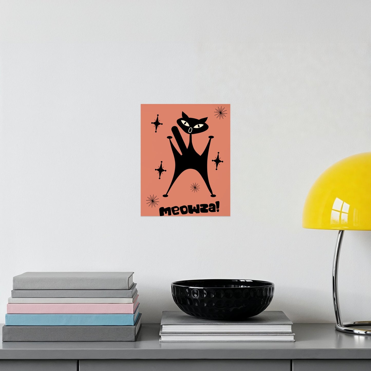 Meowza Black Cat Retro Style Poster Wall Art product