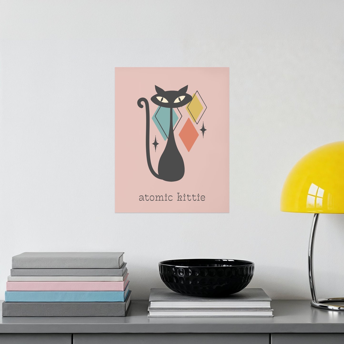 Atomic Kittie Art Print Colorful Geometric Home Decor product