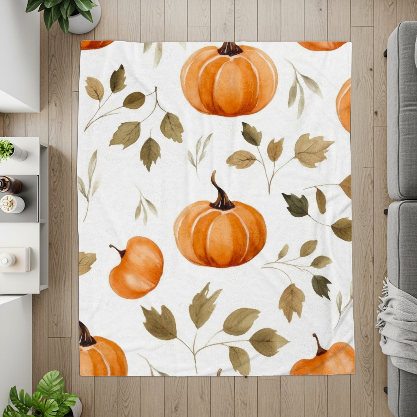 Pumpkin and Leaves Design Cozy Blanket product