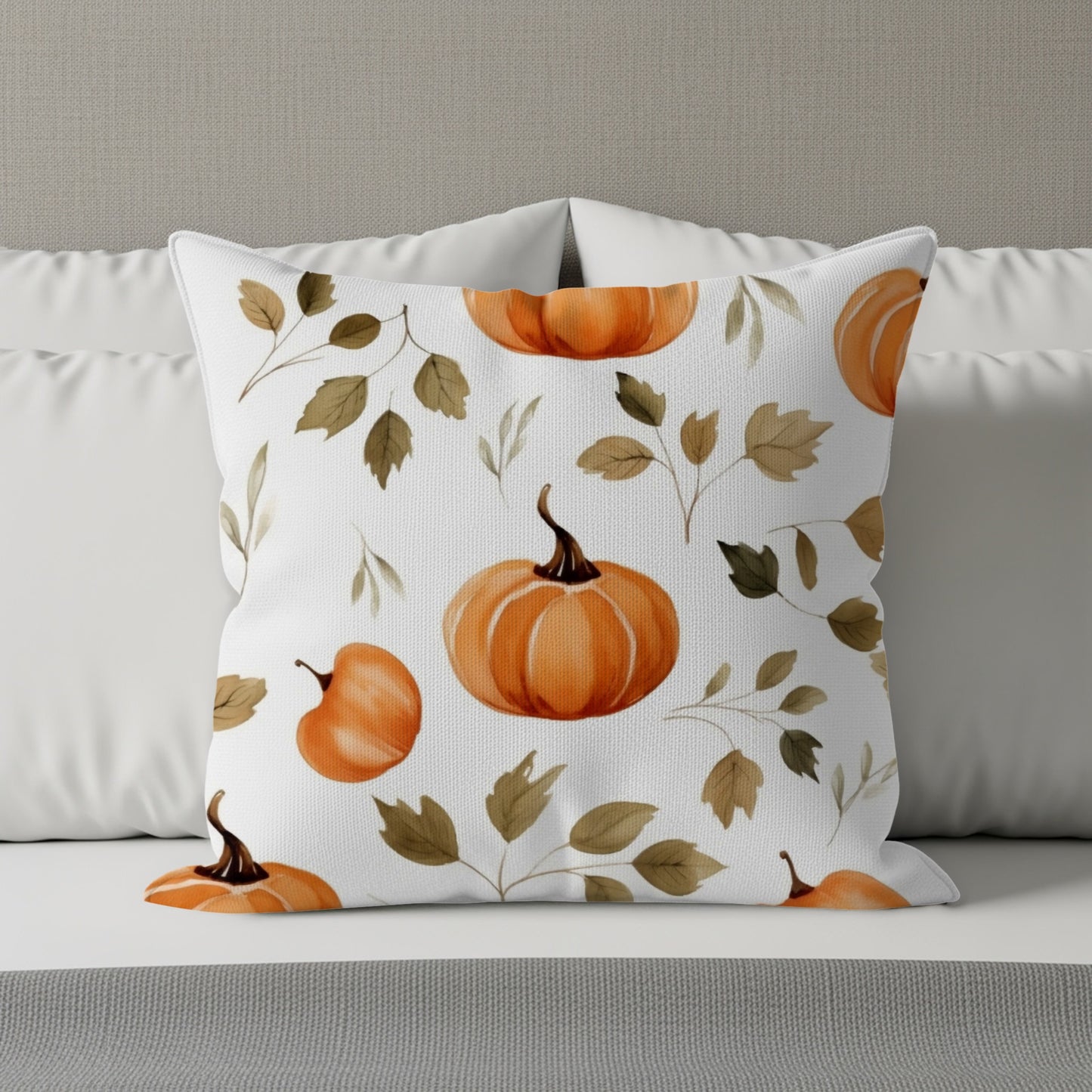 Pumpkin and Leaves Print Decorative Pillow product
