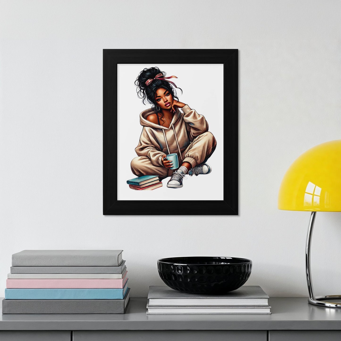 Stylish Portrait of a Woman in Hoodie Framed Art product