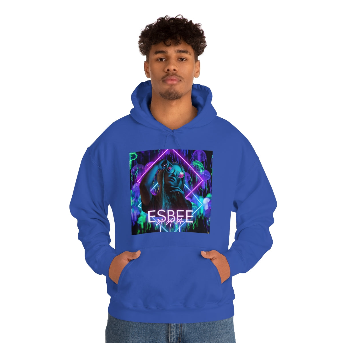 Surreal Graphic Hoodie Retro Y2k Holographic Neon Hoodie Sweatshirt 90's Trendy