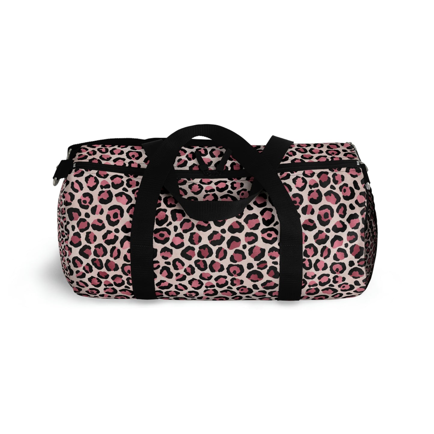 Pink Leopard Print Duffle Bag, Weekender Duffle Bag, Carry-on Travel Overnight Canvas Duffel Bag