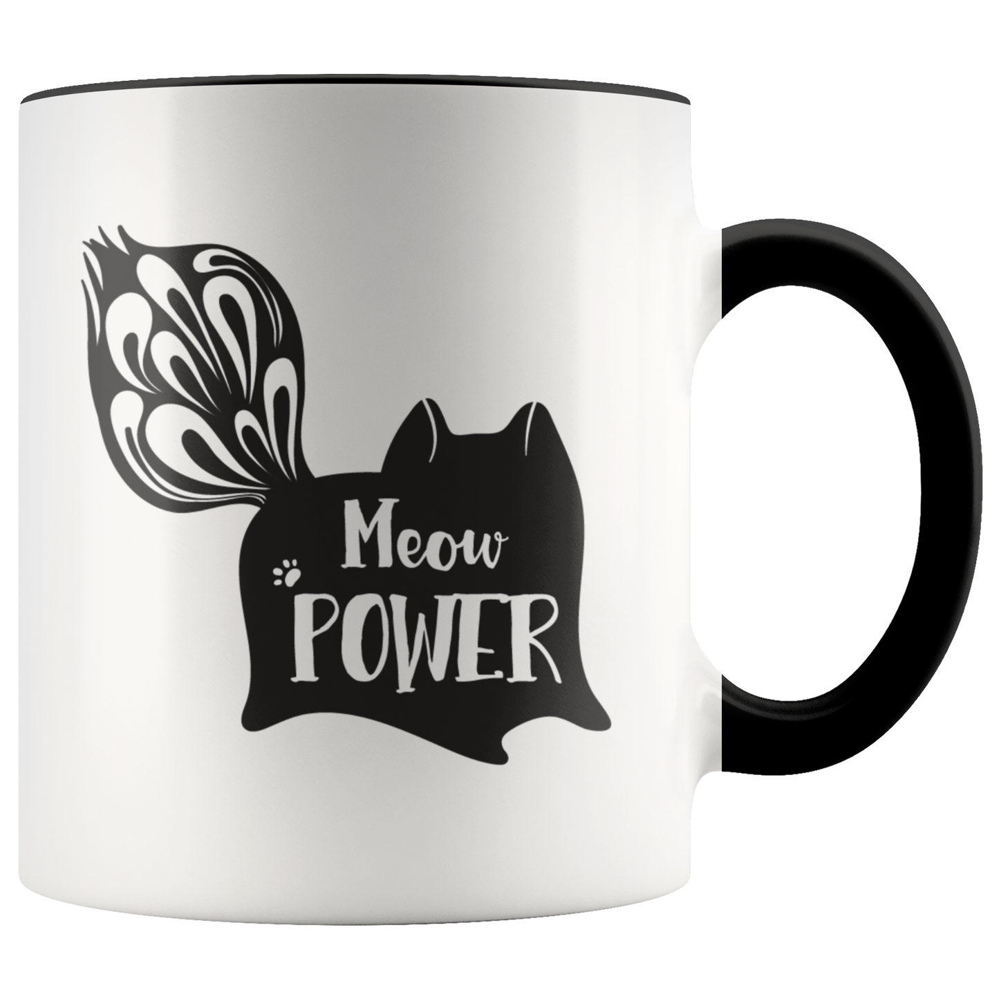Meow Power Coffee Mug Cat Mug Gift for Cat Lady Mom or Dad Funny Custom Mug