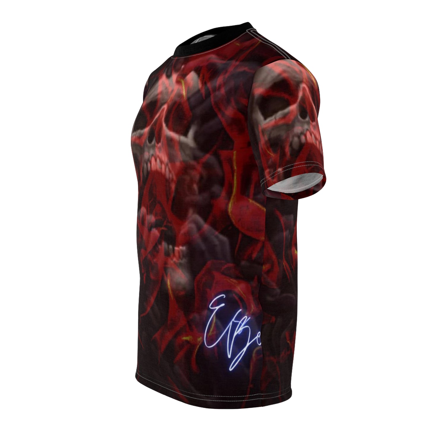 Skeleton Skull Shirt, Goth Clothing Streetwear, Plus Size T-Shirt, Unisex AOP Short Sleeve Tee