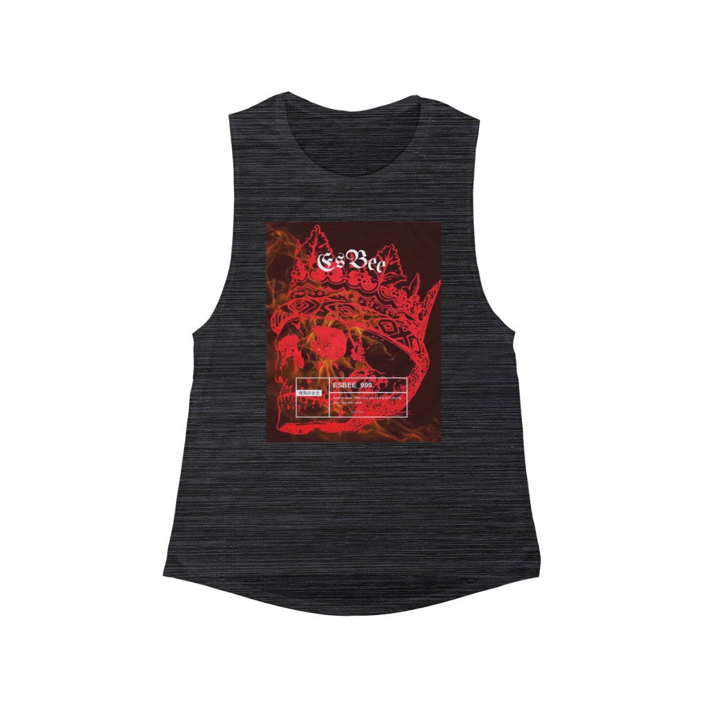 Women's Skull Skeleton Flowy Scoop Muscle Tank Top Sleeveless, Cute, Summer, Clothing Top