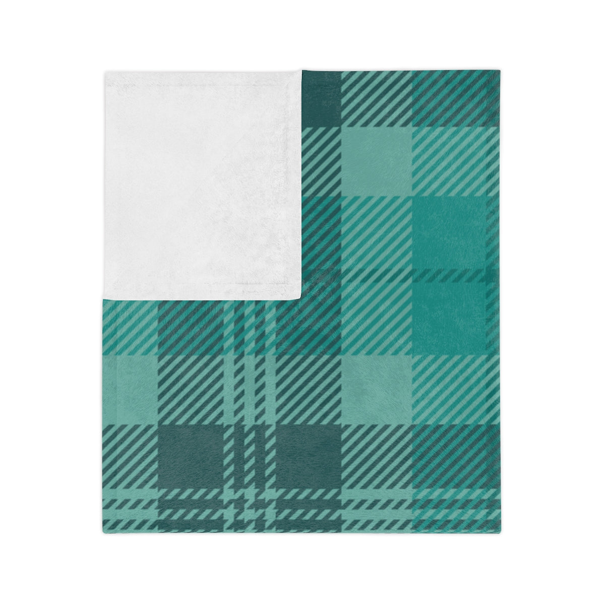 Green Plaid Throw Blanket, Check Fleece Blanket, Minky Blanket Adult, Velveteen, Cute Plush Blanket