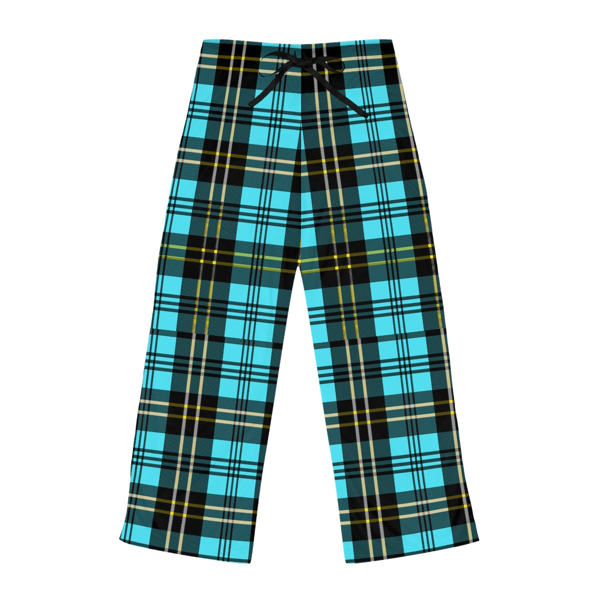 Women's Blue Check Pajama Pants Loungewear, Cute Lounge Pants Holiday