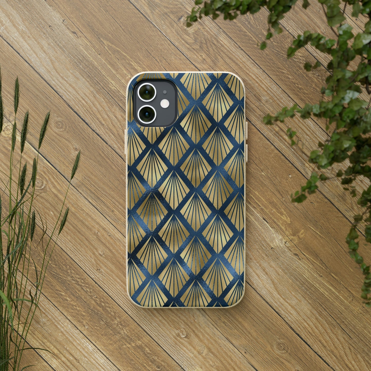 Blue and Gold Eco-Friendly Biodegradable Phone Case: Protect Your Device & the Planet"