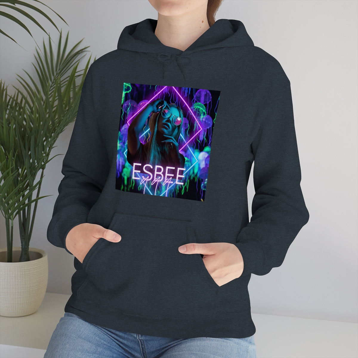 Surreal Graphic Hoodie Retro Y2k Holographic Neon Hoodie Sweatshirt 90's Trendy